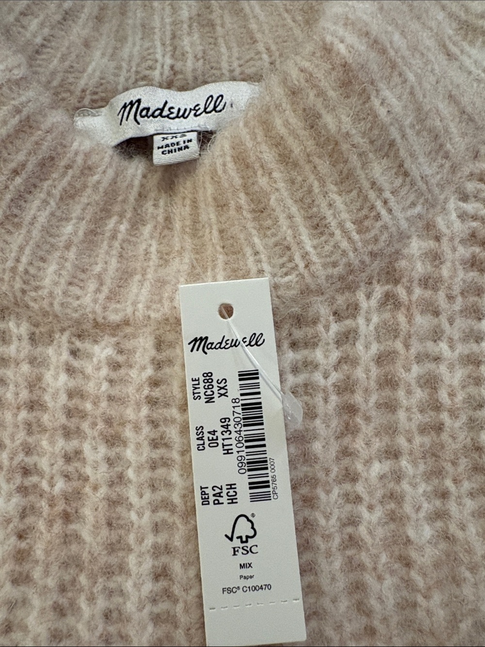 Madewell Soft Cream Waffle-Knit Crewneck Sweater - Picture 9 of 9